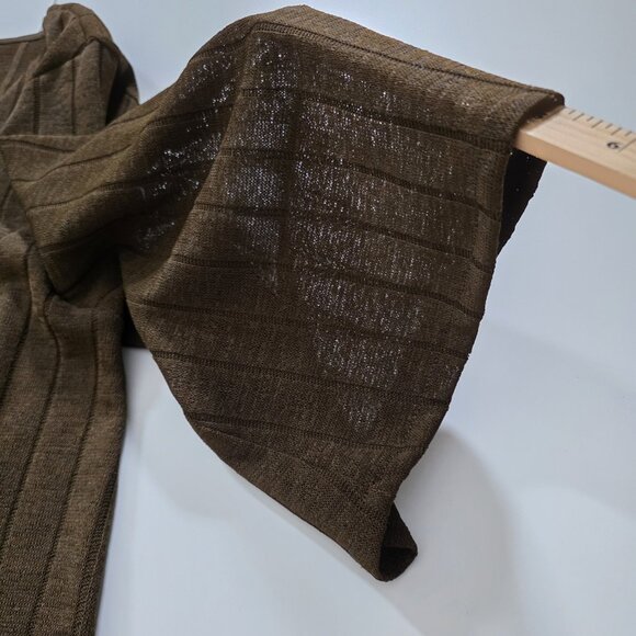 H&M Top Womens L Brown Sheer SS Button Up Knit Ribbed Cropped Relaxed Whimsigoth - Picture 11 of 15